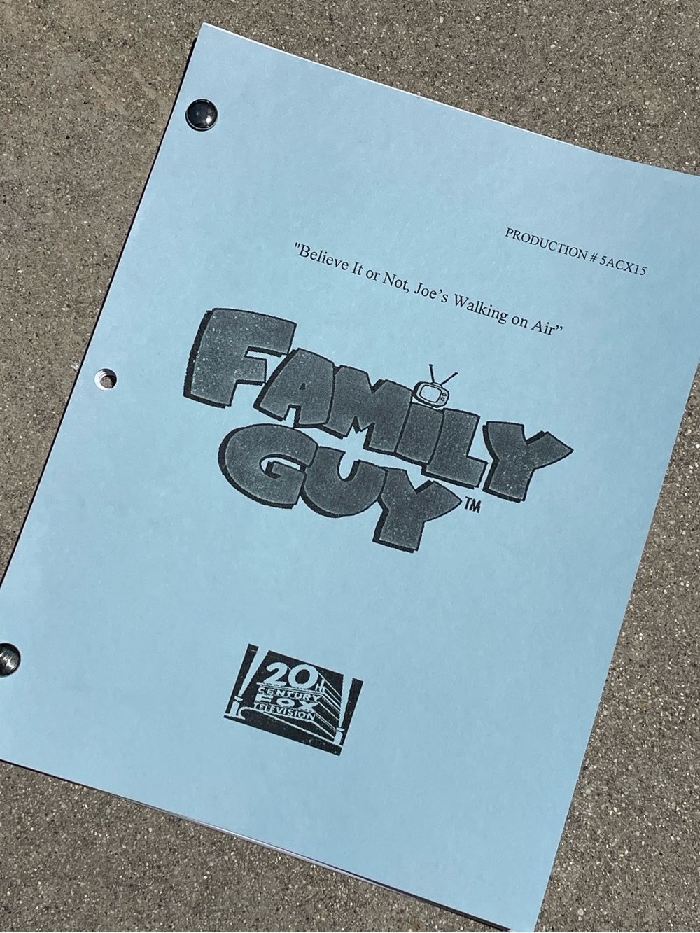 Family Guy 2006 Believe Joe’s Walking on Air Production Used Table Draft Script